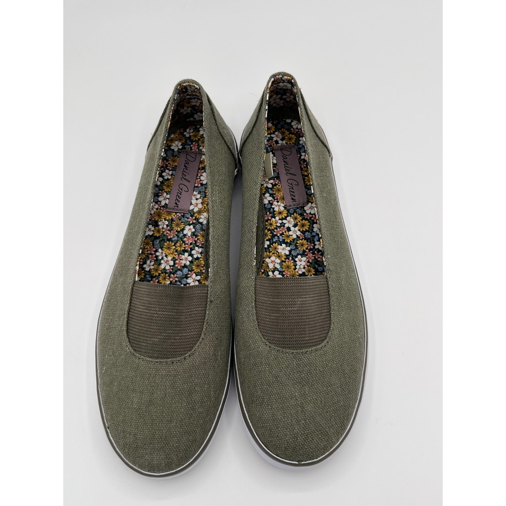 Daniel Green Jena Canvas Slip On Shoes Comfort Casual Olive Green- 7.5N Cotton - Picture 4 of 7